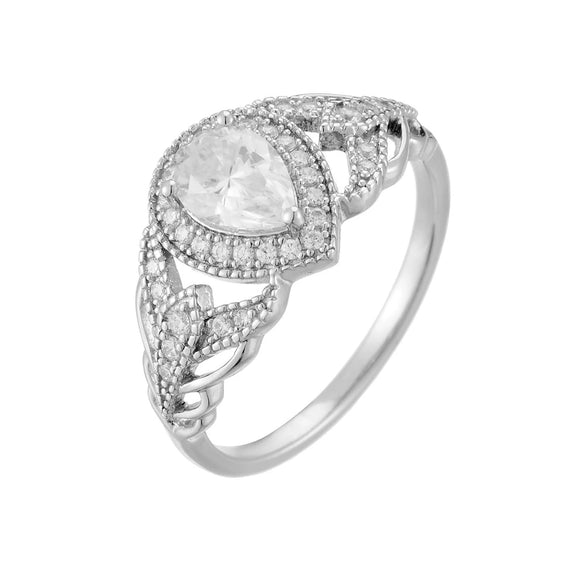 Wholesale Unisex Drop Shape Electroplated S925 Sterling Silver Ring