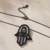 Wholesale Unisex Electroplated Copper Necklace With Zircon Pendant In Corn Chain Style Featuring Evil Eye And Fatima's Hand Design