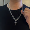 Wholesale Unisex Electroplated Cross Cuban Chain Necklace Made Of Titanium Steel In Boyfriend Style