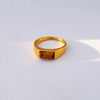 Wholesale Unisex Electroplated Geometric Natural Stone Stainless Steel Ring Hand Jewelry