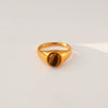Wholesale Unisex Electroplated Geometric Natural Stone Stainless Steel Ring Hand Jewelry
