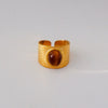 Wholesale Unisex Electroplated Geometric Natural Stone Stainless Steel Ring Hand Jewelry