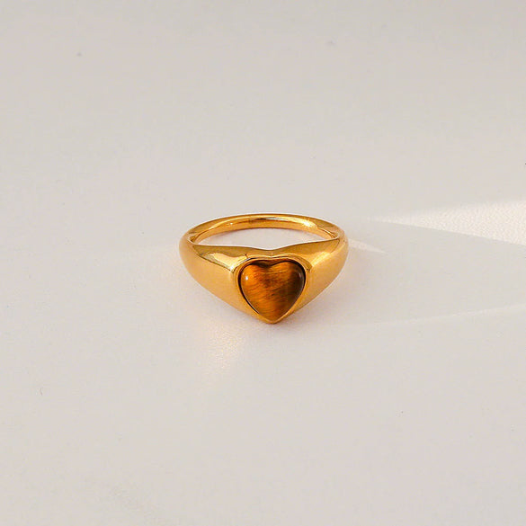 Wholesale Unisex Electroplated Geometric Natural Stone Stainless Steel Ring Hand Jewelry