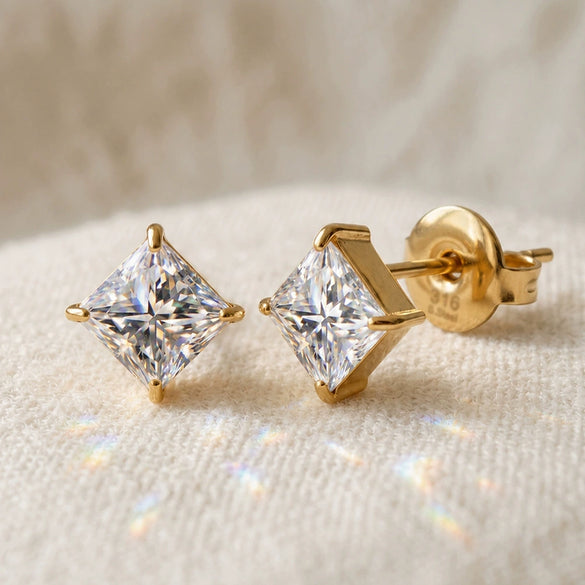 Wholesale Unisex Electroplated Geometric Square Zircon Stainless Steel Earrings