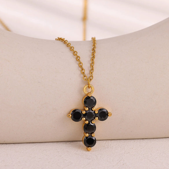 Wholesale Unisex Electroplated Gold Stainless Steel Cross Pendant Necklace