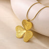 Wholesale Unisex Electroplated Gold Titanium Steel And Stainless Steel Exaggerated Flower Leaf Necklace Pendant With Cross Chain