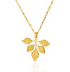 Wholesale Unisex Electroplated Gold Titanium Steel And Stainless Steel Exaggerated Flower Leaf Necklace Pendant With Cross Chain