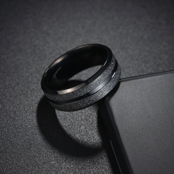 Wholesale Unisex Electroplated Sand Gold Stainless Steel Ring