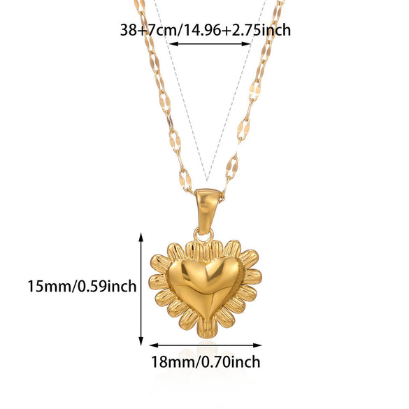 Wholesale Unisex Electroplated Stainless Steel And Gold Heartshaped Cross Chain Pendant Necklace