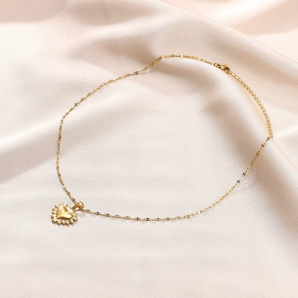 Wholesale Unisex Electroplated Stainless Steel And Gold Heartshaped Cross Chain Pendant Necklace