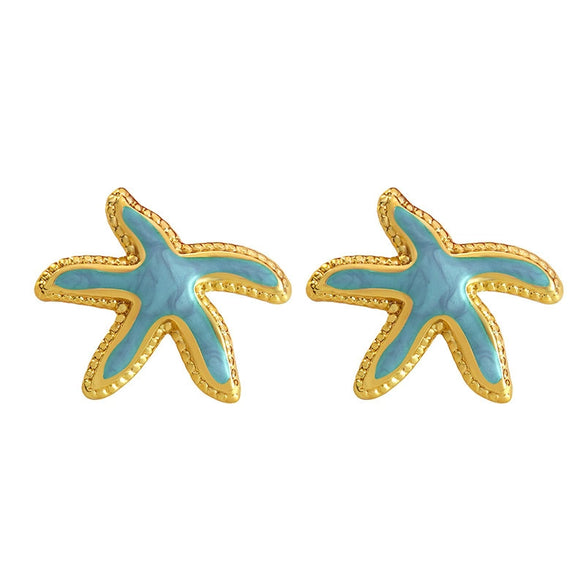 Wholesale Unisex Electroplated Stainless Steel Animal Starfish Oil Drip Earrings