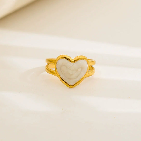 Wholesale Unisex Electroplated Titanium Steel And Stainless Steel Geometric Round Enamel Retro Opening Ring