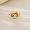 Wholesale Unisex Electroplated Titanium Steel And Stainless Steel Geometric Round Enamel Retro Opening Ring