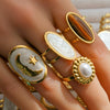 Wholesale Unisex Electroplated Titanium Steel And Stainless Steel Geometric Round Enamel Retro Opening Ring