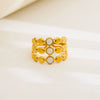 Wholesale Unisex Electroplated Titanium Steel And Stainless Steel Geometric Round Enamel Retro Opening Ring