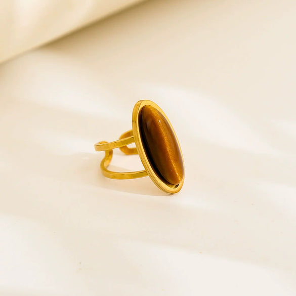 Wholesale Unisex Electroplated Titanium Steel And Stainless Steel Geometric Round Enamel Retro Opening Ring