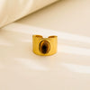 Wholesale Unisex Electroplated Titanium Steel And Stainless Steel Geometric Round Enamel Retro Opening Ring