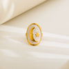 Wholesale Unisex Electroplated Titanium Steel And Stainless Steel Geometric Round Enamel Retro Opening Ring