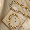 Wholesale Unisex Elegant Light Luxury Cuban Bracelet And Necklace Set In Titanium Steel With Regular Chain And Electroplating Treatment