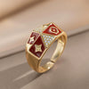 Wholesale Unisex Enamel Ring With Highend Zircon Gold Plated Copper Drip Oil Processing Plants And Flowers Pattern Retro Palace Style Openended Index Finger Ring