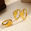 Wholesale Unisex Engraved Geometric Goldplated Titanium Steel Ring With Wreath Surrounding Sun Design
