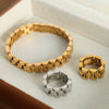 Wholesale Unisex Exaggerated Geometric Jewelry Set With Chain Design Titanium Steel Gold Plated Earrings Necklace