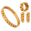 Wholesale Unisex Exaggerated Geometric Jewelry Set With Chain Design Titanium Steel Gold Plated Earrings Necklace