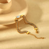 Wholesale Unisex Eyeshaped Geometric Diamond Stainless Steel 18K Gold Plated Threelayer Bracelet