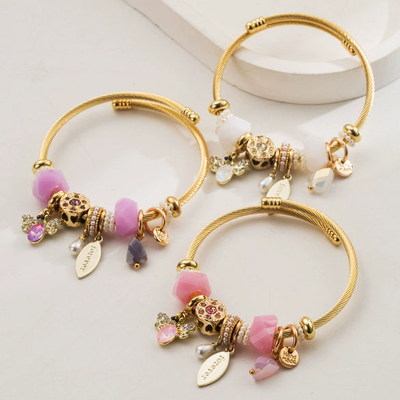 Wholesale Unisex Fashion Animal Style Electroplated Beaded Bee Diamond Pendant Bracelet Made Of Alloy And Stainless Steel