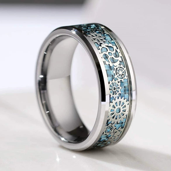 Wholesale Unisex Fashion Creative Silver Gear Stainless Steel Ring With Geometric Pattern