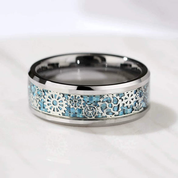 Wholesale Unisex Fashion Creative Silver Gear Stainless Steel Ring With Geometric Pattern