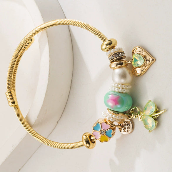 Wholesale Unisex Fashion Diamond Exquisite Beaded Leaves Alloy Bracelet