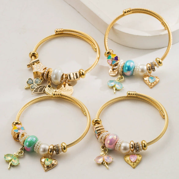 Wholesale Unisex Fashion Diamond Exquisite Beaded Leaves Alloy Bracelet
