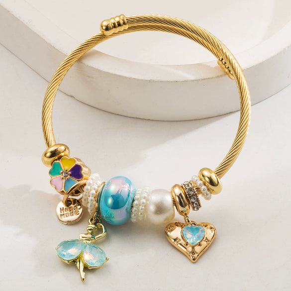 Wholesale Unisex Fashion Diamond Exquisite Beaded Leaves Alloy Bracelet