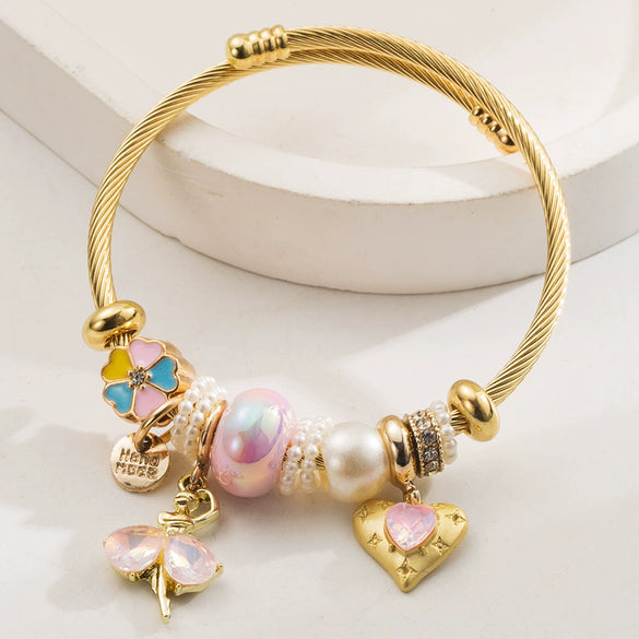 Wholesale Unisex Fashion Diamond Exquisite Beaded Leaves Alloy Bracelet