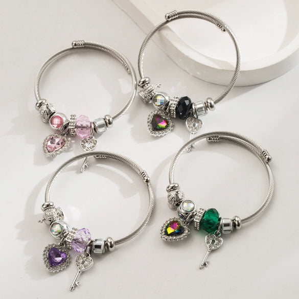 Wholesale Unisex Fashion Diamond Heart Elephant Love Adjustable Bracelet Made Of Alloy