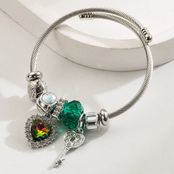 Wholesale Unisex Fashion Diamond Heart Elephant Love Adjustable Bracelet Made Of Alloy