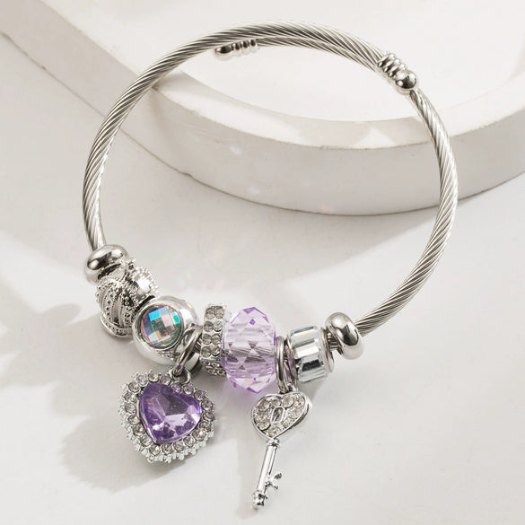 Wholesale Unisex Fashion Diamond Heart Elephant Love Adjustable Bracelet Made Of Alloy
