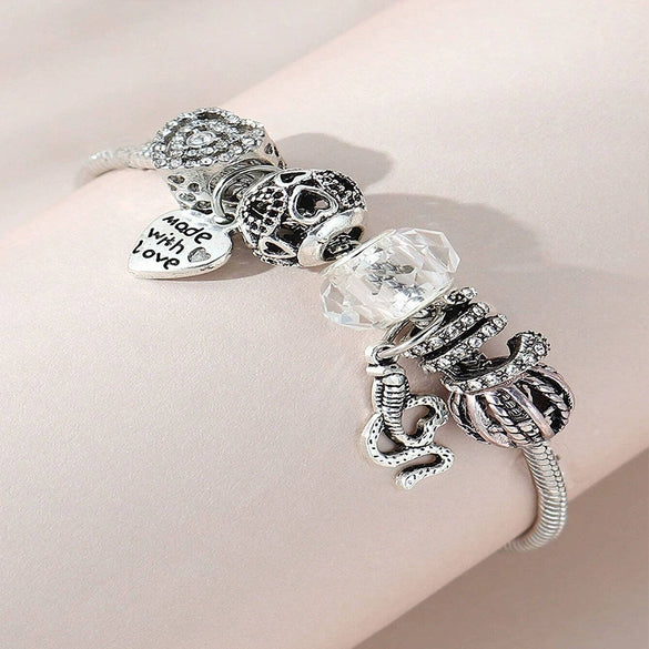 Wholesale Unisex Fashion Electroplated Alloy Bracelet With Heart Shaped And Animal Zodiac Letter Number Text Patterns