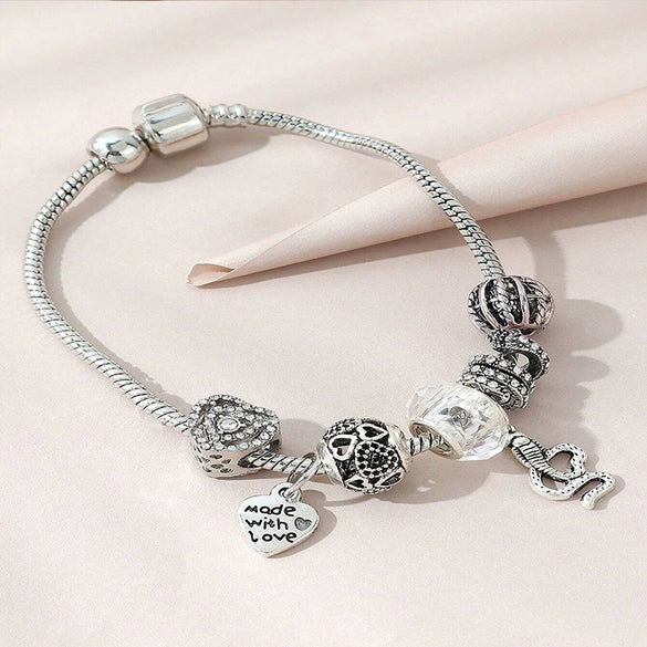 Wholesale Unisex Fashion Electroplated Alloy Bracelet With Heart Shaped And Animal Zodiac Letter Number Text Patterns