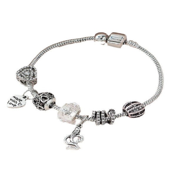 Wholesale Unisex Fashion Electroplated Alloy Bracelet With Heart Shaped And Animal Zodiac Letter Number Text Patterns