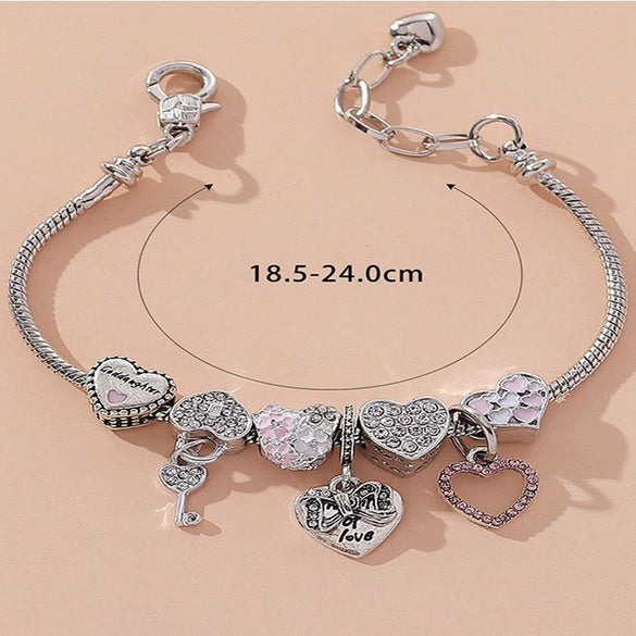 Wholesale Unisex Fashion Electroplated Copper Bracelet With Heart Bow Geometric Letter Pendant