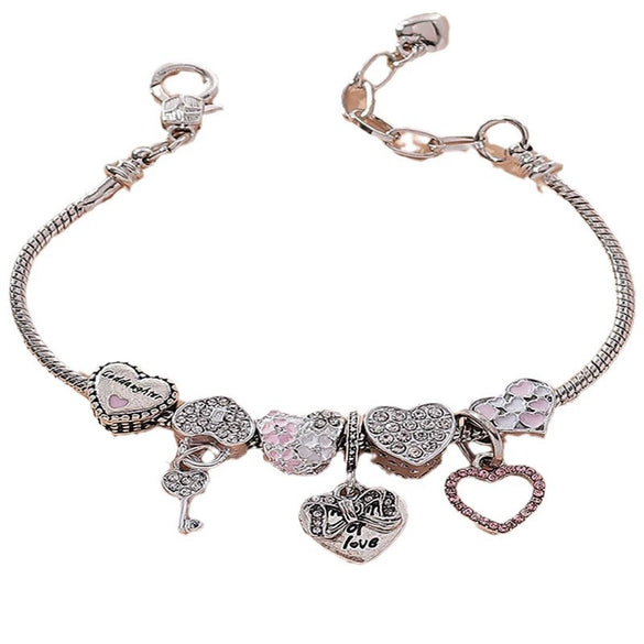 Wholesale Unisex Fashion Electroplated Copper Bracelet With Heart Bow Geometric Letter Pendant