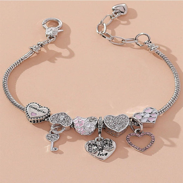 Wholesale Unisex Fashion Electroplated Copper Bracelet With Heart Bow Geometric Letter Pendant