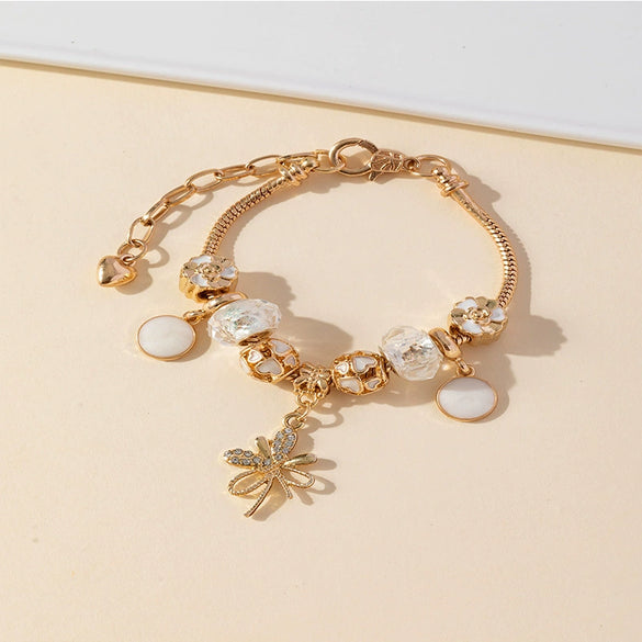 Wholesale Unisex Fashion Geometric Heart Flowers Bow Copper Alloy Electroplated Bracelet Pendant Accessories