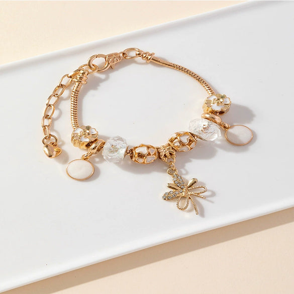 Wholesale Unisex Fashion Geometric Heart Flowers Bow Copper Alloy Electroplated Bracelet Pendant Accessories