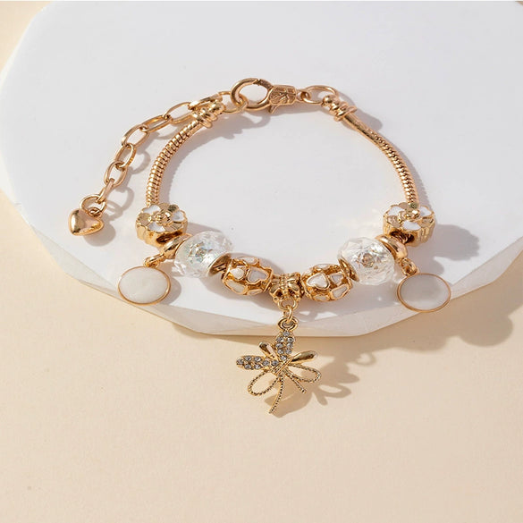 Wholesale Unisex Fashion Geometric Heart Flowers Bow Copper Alloy Electroplated Bracelet Pendant Accessories