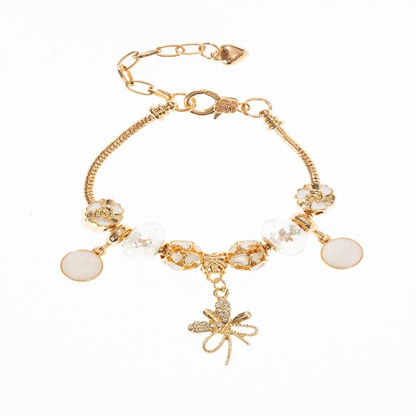 Wholesale Unisex Fashion Geometric Heart Flowers Bow Copper Alloy Electroplated Bracelet Pendant Accessories