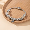 Wholesale Unisex Fashion Geometric Heart Pattern Alloy Electroplated Beaded Pendant Bracelet