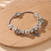 Wholesale Unisex Fashion Geometric Heart Pattern Alloy Electroplated Beaded Pendant Bracelet